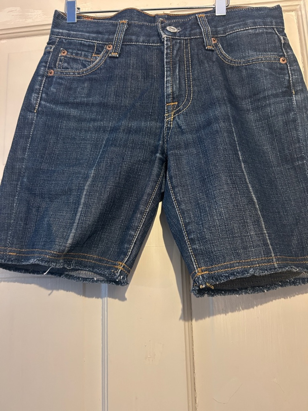7 For All Mankind Dark Blue Denim Jean Shorts